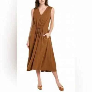 Vince ärmelloses Hemdkleid aus Leinenmischung mit Bindegürtel, Midi, Größe S - Bild 1 von 6