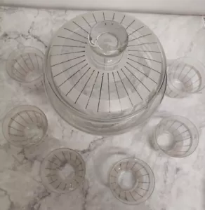 DDR Glas Bowle mit 6 Gläsern Kult dekorativ Vintage bowlegefäß Set - Bild 1 von 6