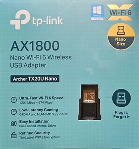 TP-Link AX1800 ARCHER TX20U NANO Archer Nano Wi-Fi 6 Wireless USB Adapter Fast - Afbeelding 1 van 6