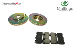 Terrafirma drilled + grooved front brake discs+ pads Fits Range Rover Sport L494 - Picture 1 of 1