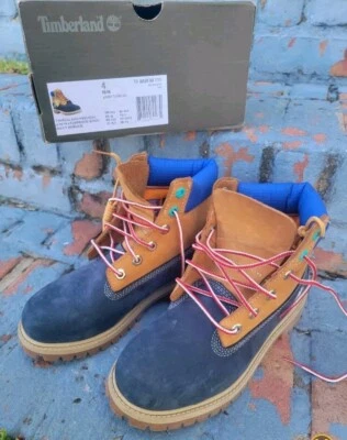 BOTA IMPERMEABLE TIMBERLAND PREMIUM 6 PULGADAS AZUL MARINO NOBUCK EE. UU. 4 M/M JUNIOR'S/JUNIORS Foto 1 de 4