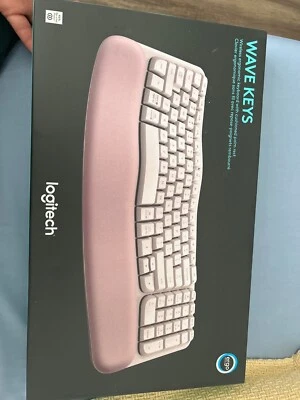 Logitech Wave Keys Rose Wireless Ergonomic Keyboard Comfortable Natural Typing - Image 1 of 3