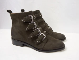 Halogen Lily 4 Buckle Boot Women 9.5 - Suede Ankle Stud Western Booties - Picture 1 of 7