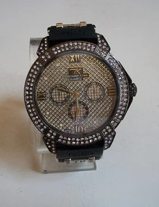 Men's Stone Black & Silver Silicone Fashion Dressy Casual Hip Hop Watch - Picture 1 of 7