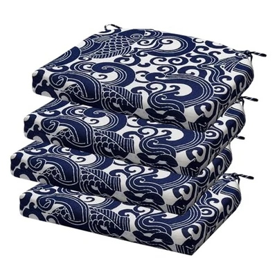 Juego de 4 Cojines para Silla de Exterior, 17 x 16 Pulgadas 17x16x2|4 Pack 4 - Carpa Azul Foto 1 de 4