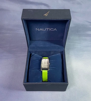Reloj Mujer Nautica A07584L Correa Cuero Verde En Caja Foto 1 de 4