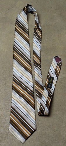 Cravatta vintage Givenchy Monsieur marrone a righe oro vestito cravatta collo