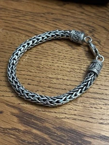 925 Sterling Silver Bali Wheat Link Bracelet 30.4 grams, Small Wrist 7” - Picture 1 of 9