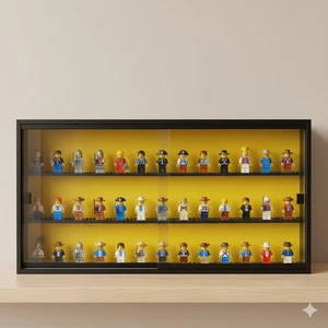 Display Case For Mini Figures Wall Mountable 3 Tier Suits Lego YELLOW - Picture 1 of 2