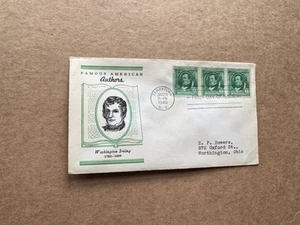 US 1940 FDC(FA35) +Famous Americans #859 +Author Irving +Bi-color Book Cachet - Picture 1 of 2