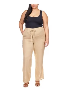 MICHAEL MICHAEL KORS Womens Beige Elastic Waist Straight leg Pants Plus 2X - Picture 1 of 11