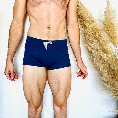 Мужские 2 XIST темно-синий белый на шнурке галстук купальник мини плавать сундук шорты L - Изображение 1 из 4