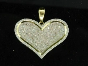 1.50 Ct Round Real Moissanite Engagement Heart Pendant Gift Yellow Gold Plated - Picture 1 of 4