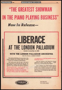 LIBERACE en el LONDON PALLADIUM__Orig. Anuncio comercial 1961 / póster__Coral Records - Imagen 1 de 1