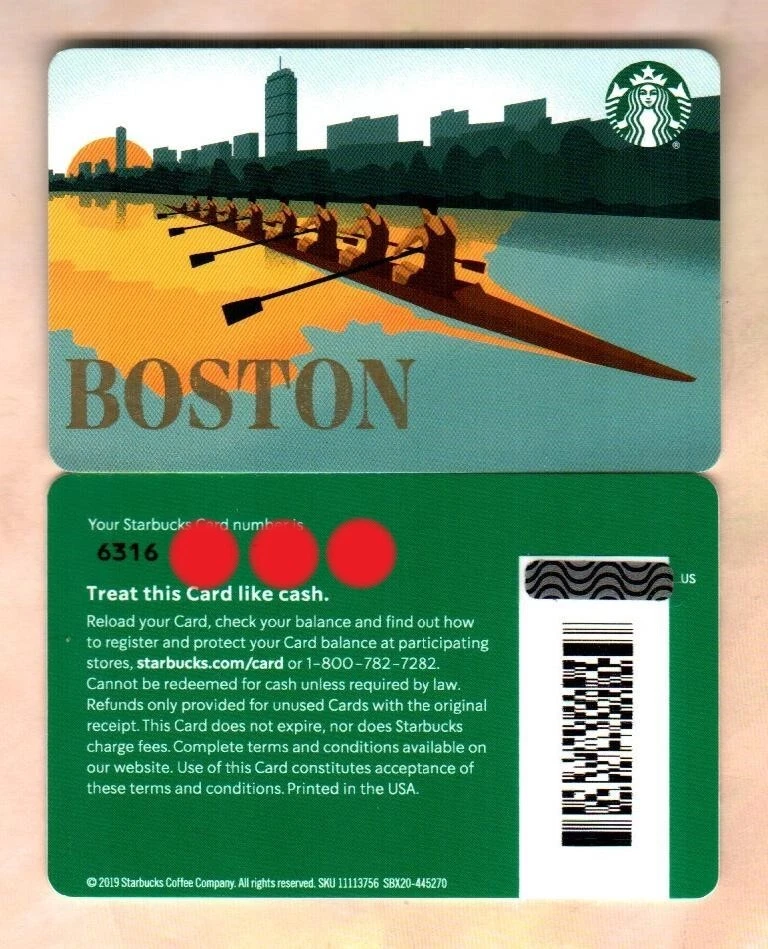 STARBUCKS Boston, Rowers on the Charles ( 2019 ) Gift Card ( $0 ) V3 - Image 1 of 1