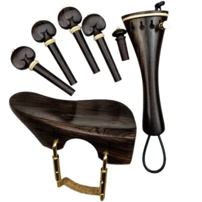 1 set of 4/4 size baroque violin parts,chin rest bracket tailpiece gut pins cork - Image 1 of 4