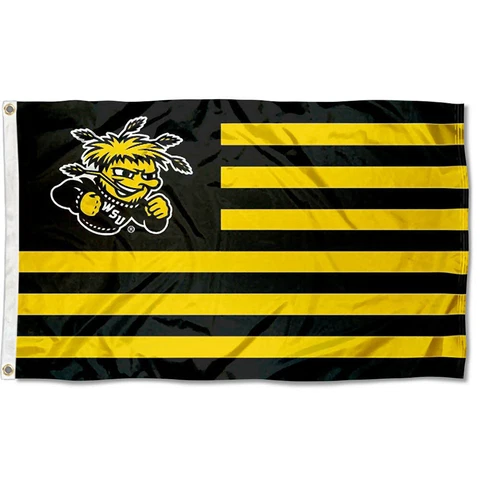 Wichita State University Shockers Stars and Stripes Nation USA Flag Cover