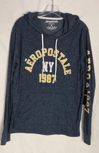 NUEVO Aeropostale NY 1987 Sudadera con Capucha Ligera Para Hombre Talla L Azul Manga Larga - Imagen 1 de 4