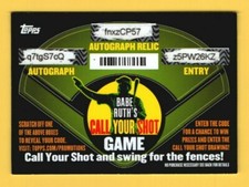 2015 Topps Babe Ruth's Call Your Shot Game Expired Entry Card Scratched Codes