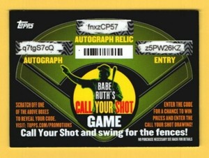 2015 Topps Babe Ruth's Call Your Shot Game Expired Entry Card Scratched Codes