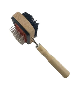Pet Brush Wooden Double Sided Hair Grooming Pin and Bristle Brush Dog & Cat - Picture 1 of 4