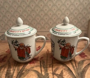 2 LONGEVITY BRAND Sua Ong Tho Sweetened Condensed Milk Advertising Mugs & Lids - Picture 1 of 7