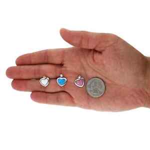 925 Sterling Silver Blue Purple White Fire Opal Heart Pendant Necklace 18"