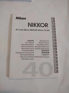 INSTRUCTION MANUAL Nikon AF-S DX Micro Nikkor 40mm f/2.8G - Picture 1 of 2