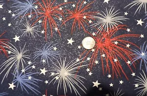 100% Baumwolle - Stoff Traditionen - Glitzer Feuerwerk und Sterne - Meterware - Bild 1 von 3