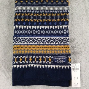 Abercrombie & Fitch Merinowollmischung Schal Blau Gelb Neu Mit Etikett Warm Weich - Bild 1 von 8