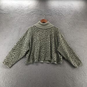 American Eagle Cropped Sweatshirt Womens S Petite Green Cotton Blend Long Sleeve