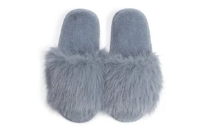 Pupeez Cozy Chic Fuzzy Slippers for Girl's - Fizzy Hair Top with Faux Fur - Picture 1 of 21