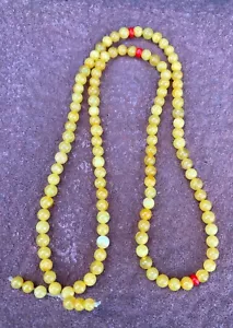 Natural Baltic Amber Budish Beads Mala Yellow Amber 108 Beads 9 gr - Picture 1 of 6