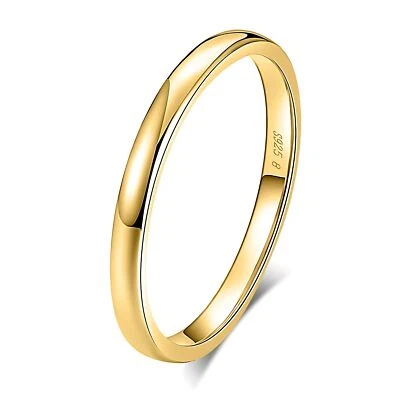Alianza de boda Envy de 2 mm para hombre enchapada en oro anillo de plata de ley para mujer ging... Foto 1 de 4