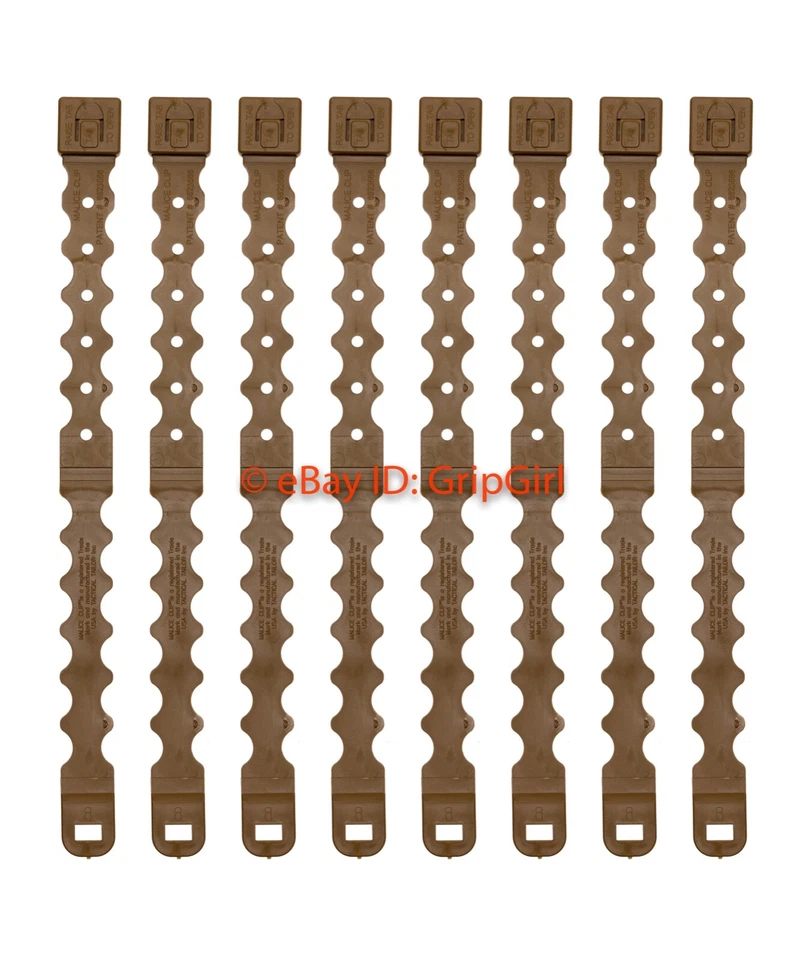 Paquete/lote de 8 clips tácticos de lucha de sastre ligeros largos coyote MOLLE Kydex OTW Foto 1 de 1