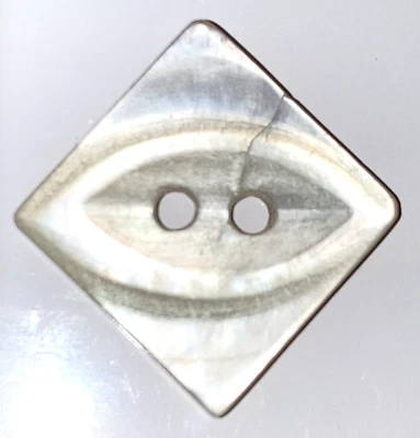 Vintage White Pearl Round Button 2 Hole Eye Center Diagonal Square  9/16" - Image 1 of 4