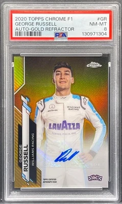 Topps 2020 cromo Fórmula 1 F1 George Russell refractor automático dorado radiocontrol/50 PSA 8 Foto 1 de 2