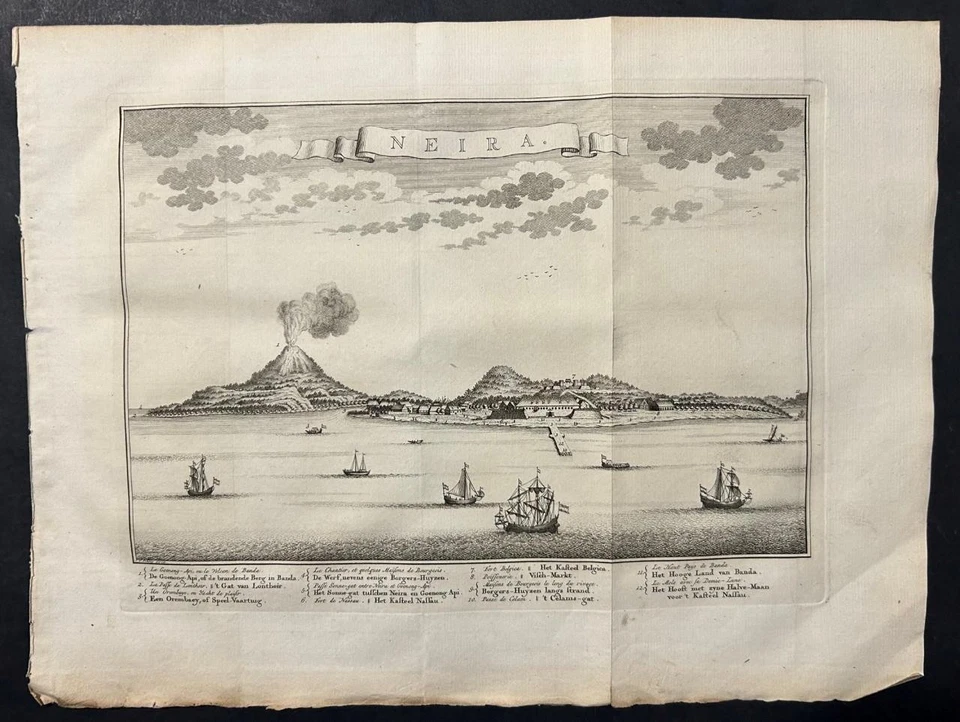 BANDA NEIRA BANDA ISLANDS INDONESIA 1753 BELLIN/VAN SCHLEY ANTIGUO VISTA ORIGINAL Foto 1 de 1