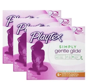 3er Pack Playtex Simply Gentle Glide unparfümierte Tampons super saugfähig 36 Stück - Bild 1 von 4