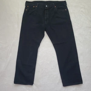 Levis 501 Jeans Men 42x30 Black Dark Wash Original Fit Straight Leg Button Fly - Picture 1 of 8