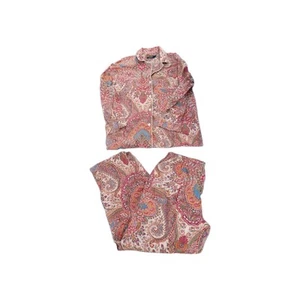Lauren Ralph Lauren Womens XL Pajama Set Red Paisley Crown Embroidery Logo - Bild 1 von 5