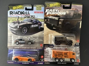Hot Wheels Premium Porsche Lot of 4 Lamborghini Roadkill Datsun Land Rover - Picture 1 of 5