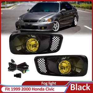 For 1999-2000 Honda Civic 99-00 JDM Bumper Halogen Fog Lights Yellow Lens Lamps - Bild 1 von 7