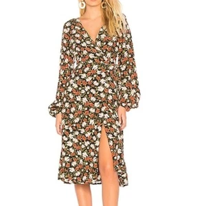 Privacy Please Nixon Floral Print Midi Wrap Dress $188 Size M Pristine - Picture 1 of 8