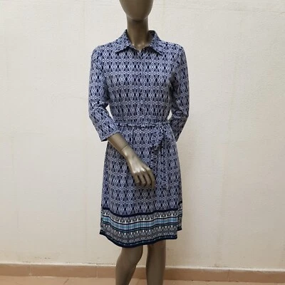 Hübsches Hemdblusenkleid von Max Studio, S, blau, cremeweiß, türkisgrün - Bild 1 von 4