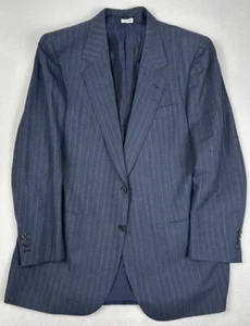 Brioni Roma Blue Gray Striped 100% Wool Blazer Jacket Sz 46L Italy Made - Picture 1 of 12