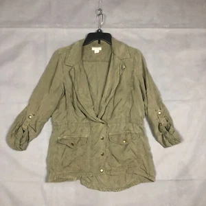 Lucky Brand Blazer Womens Medium Green Solid Jacket 3 Button - Picture 1 of 13