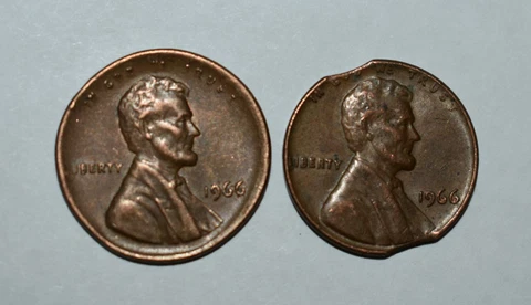 F24. 2 1966 P LINCOLN CENTS 1 STRUCK W/ CENTERED BROADSTRIKE, 1 DBL CLIP ERROR Cover