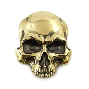 Schädelgürtelschnalle, Menschenschädel Massivmessingschnalle, Jolly Roger Messing Gürtelschnalle - Bild 1 von 18