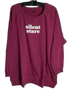 TORRID 3 3X “Silent Stare” Raglan Sweatshirt Top Magenta Plus Sz 22/24 Relaxed - Picture 1 of 3